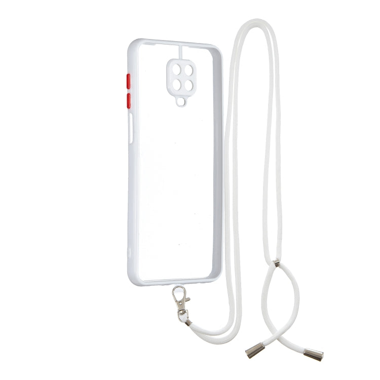 For Redmi Note 9 Pro/ Note 9S / Note 9 Pro Max Transparent PC+TPU Phone Case with Contrast Color Button & Neck Lanyard