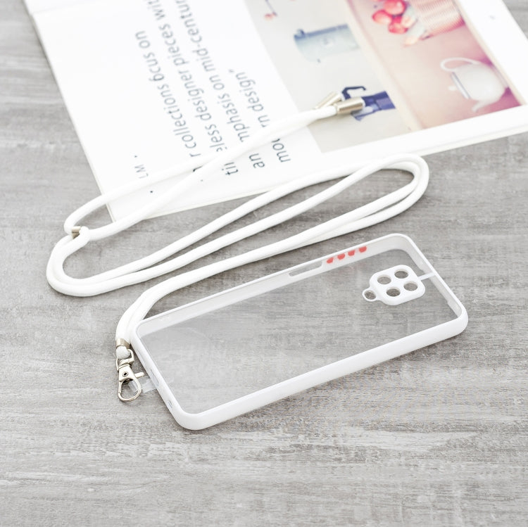 For Redmi Note 9 Pro/ Note 9S / Note 9 Pro Max Transparent PC+TPU Phone Case with Contrast Color Button & Neck Lanyard