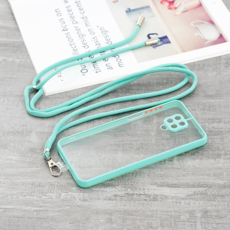 For Redmi Note 9 Pro/ Note 9S / Note 9 Pro Max Transparent PC+TPU Phone Case with Contrast Color Button & Neck Lanyard