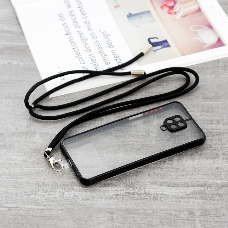 For Redmi Note 9 Pro/ Note 9S / Note 9 Pro Max Transparent PC+TPU Phone Case with Contrast Color Button & Neck Lanyard