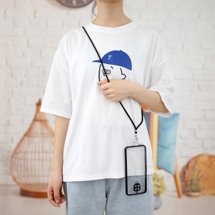 For Redmi Note 9 Pro/ Note 9S / Note 9 Pro Max Transparent PC+TPU Phone Case with Contrast Color Button & Neck Lanyard