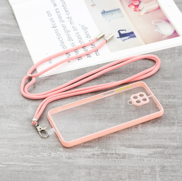 For Redmi Note 9 Pro/ Note 9S / Note 9 Pro Max Transparent PC+TPU Phone Case with Contrast Color Button & Neck Lanyard