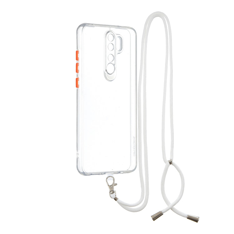 For Xiaomi Redmi Note 8 Pro Transparent PC+TPU Phone Case with Contrast Color Button & Neck Lanyard