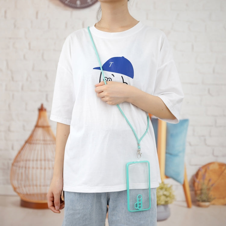 For Xiaomi Redmi Note 8 Pro Transparent PC+TPU Phone Case with Contrast Color Button & Neck Lanyard