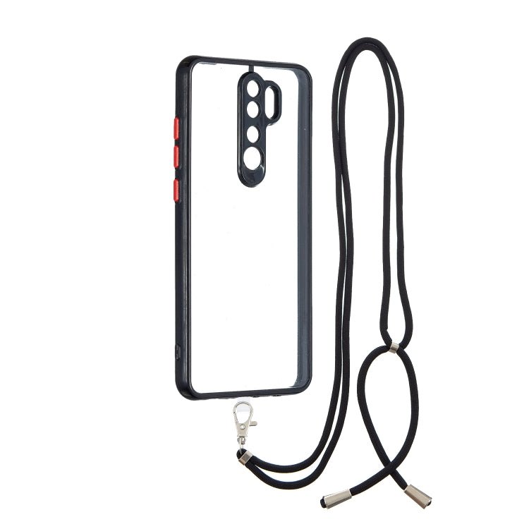 For Xiaomi Redmi Note 8 Pro Transparent PC+TPU Phone Case with Contrast Color Button & Neck Lanyard