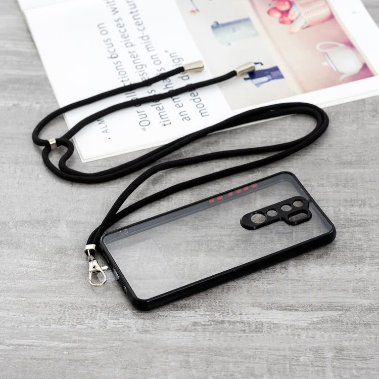 For Xiaomi Redmi Note 8 Pro Transparent PC+TPU Phone Case with Contrast Color Button & Neck Lanyard