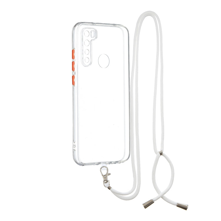For Xiaomi Redmi Note 8 Transparent PC+TPU Phone Case with Contrast Color Button & Neck Lanyard