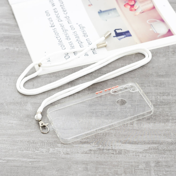 For Xiaomi Redmi Note 8 Transparent PC+TPU Phone Case with Contrast Color Button & Neck Lanyard