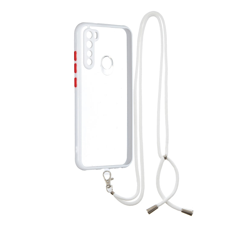 For Xiaomi Redmi Note 8 Transparent PC+TPU Phone Case with Contrast Color Button & Neck Lanyard