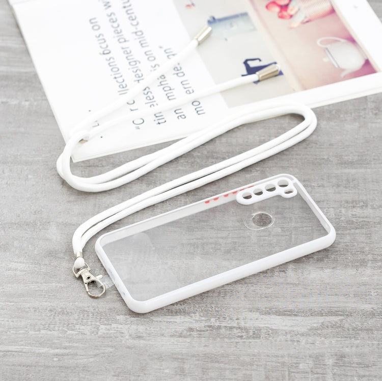 For Xiaomi Redmi Note 8 Transparent PC+TPU Phone Case with Contrast Color Button & Neck Lanyard