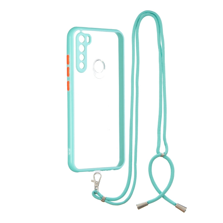 For Xiaomi Redmi Note 8 Transparent PC+TPU Phone Case with Contrast Color Button & Neck Lanyard