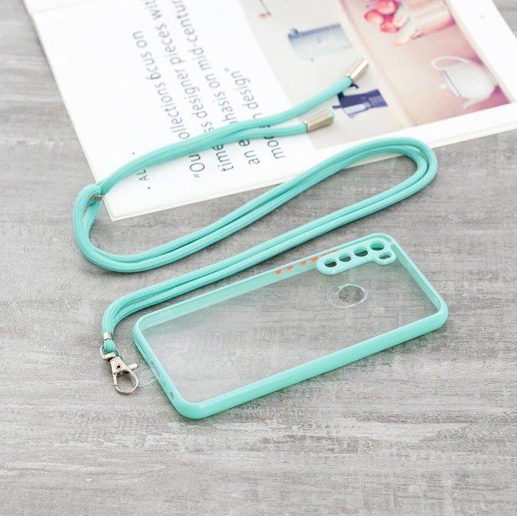 For Xiaomi Redmi Note 8 Transparent PC+TPU Phone Case with Contrast Color Button & Neck Lanyard