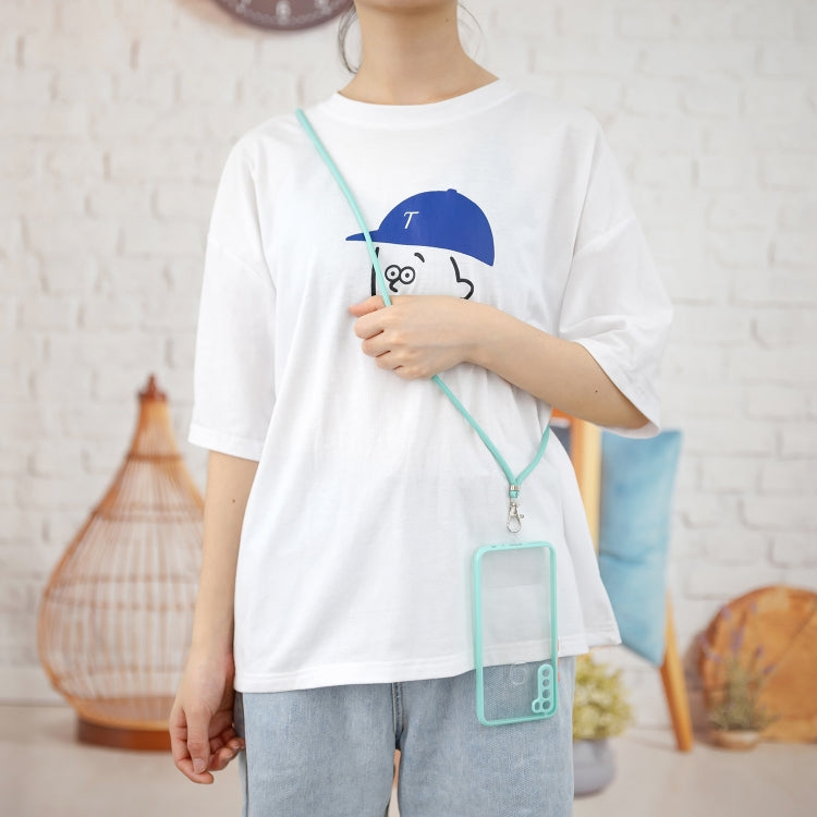 For Xiaomi Redmi Note 8 Transparent PC+TPU Phone Case with Contrast Color Button & Neck Lanyard