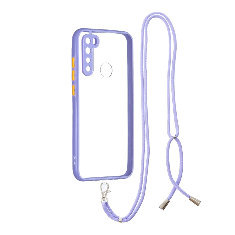 For Xiaomi Redmi Note 8 Transparent PC+TPU Phone Case with Contrast Color Button & Neck Lanyard