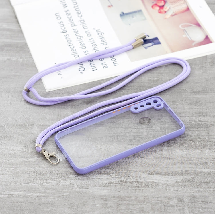 For Xiaomi Redmi Note 8 Transparent PC+TPU Phone Case with Contrast Color Button & Neck Lanyard
