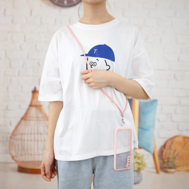 For Xiaomi Redmi Note 8 Transparent PC+TPU Phone Case with Contrast Color Button & Neck Lanyard