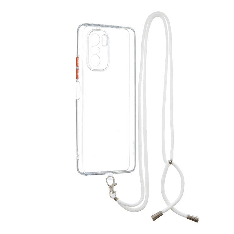 For Xiaomi Redmi K40 / K40 Pro Transparent PC+TPU Phone Case with Contrast Color Button & Neck Lanyard