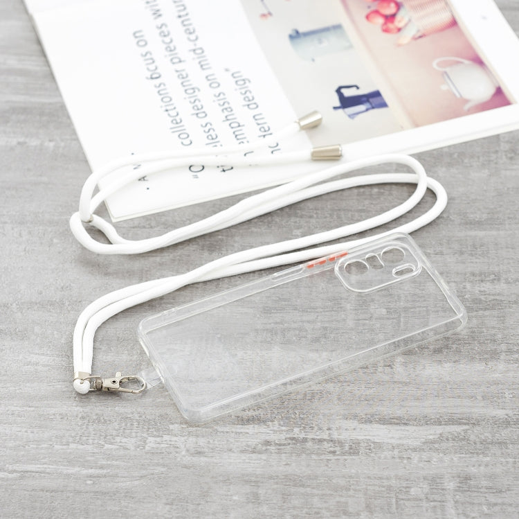 For Xiaomi Redmi K40 / K40 Pro Transparent PC+TPU Phone Case with Contrast Color Button & Neck Lanyard