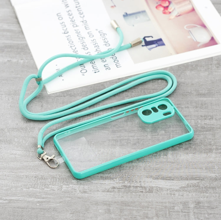 For Xiaomi Redmi K40 / K40 Pro Transparent PC+TPU Phone Case with Contrast Color Button & Neck Lanyard