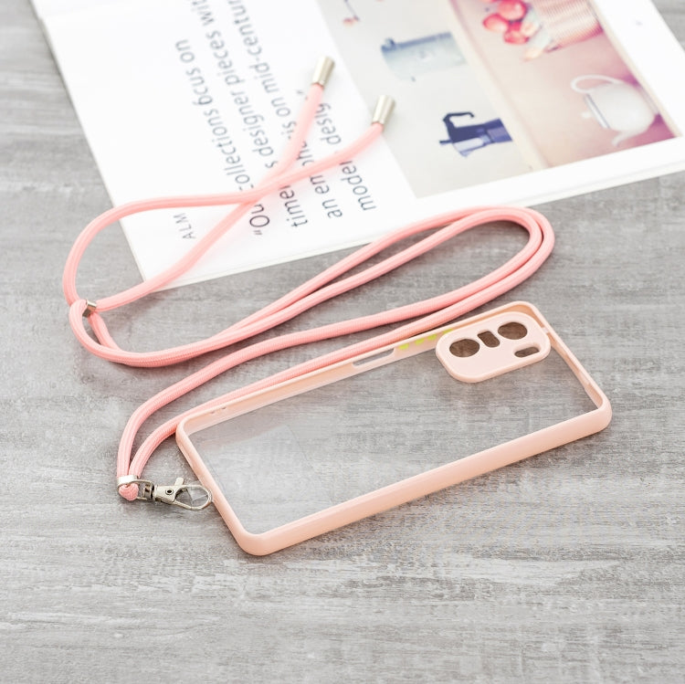For Xiaomi Redmi K40 / K40 Pro Transparent PC+TPU Phone Case with Contrast Color Button & Neck Lanyard