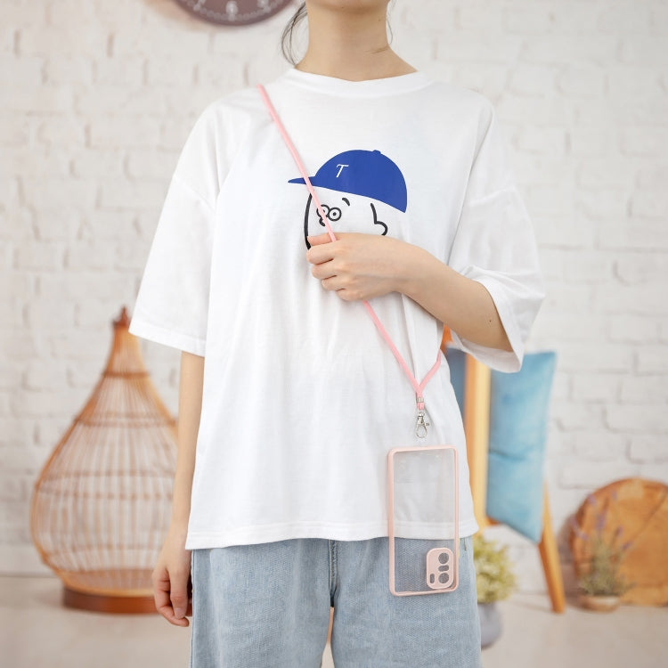 For Xiaomi Redmi K40 / K40 Pro Transparent PC+TPU Phone Case with Contrast Color Button & Neck Lanyard