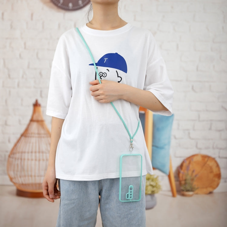 For Xiaomi Redmi 9 / Redmi 9 Prime/Poco M2 Transparent PC+TPU Phone Case with Contrast Color Button & Neck Lanyard