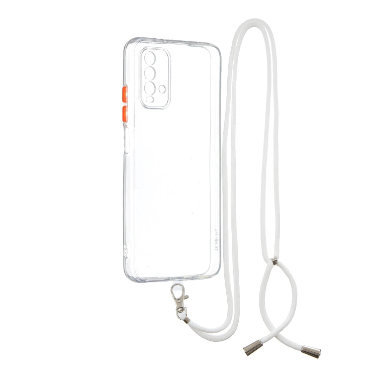 For Xiaomi Redmi 9T Transparent PC+TPU Phone Case with Contrast Color Button & Neck Lanyard