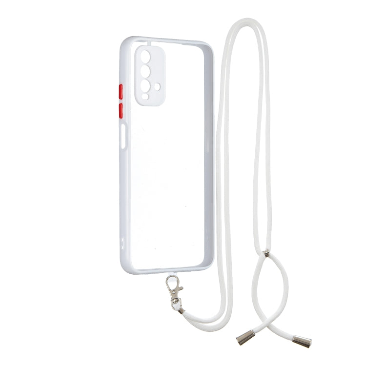 For Xiaomi Redmi 9T Transparent PC+TPU Phone Case with Contrast Color Button & Neck Lanyard