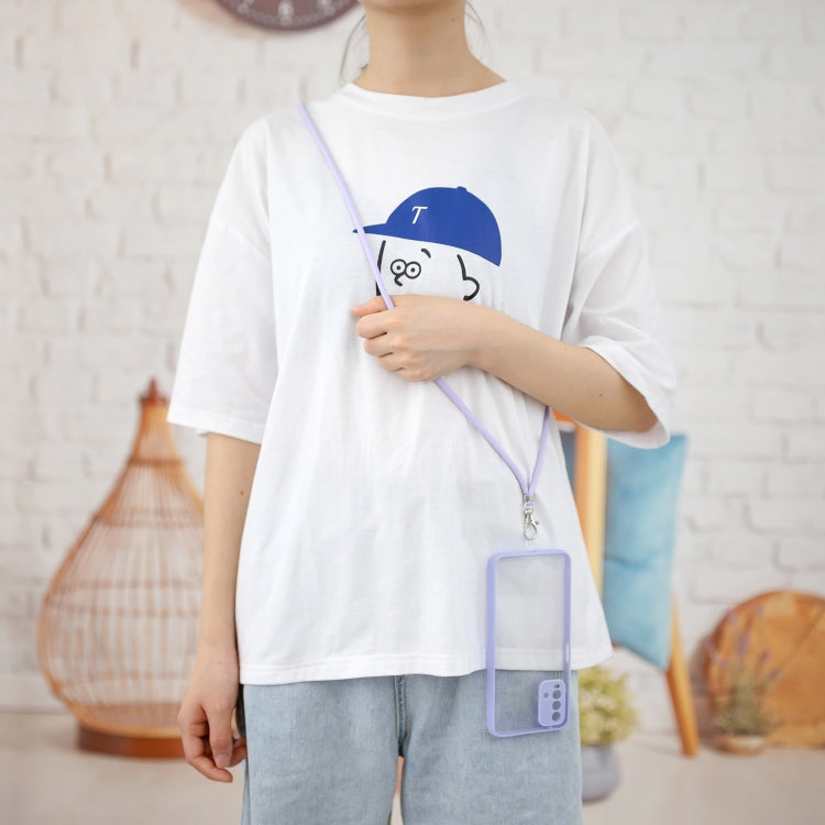 For Xiaomi Redmi 9T Transparent PC+TPU Phone Case with Contrast Color Button & Neck Lanyard