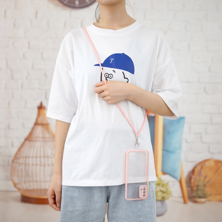 For Xiaomi Redmi 9T Transparent PC+TPU Phone Case with Contrast Color Button & Neck Lanyard