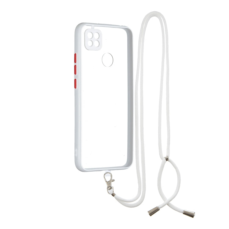 For Xiaomi Redmi 9C Transparent PC+TPU Phone Case with Contrast Color Button & Neck Lanyard