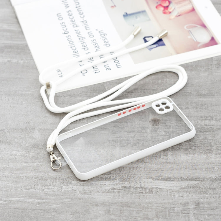 For Xiaomi Redmi 9C Transparent PC+TPU Phone Case with Contrast Color Button & Neck Lanyard