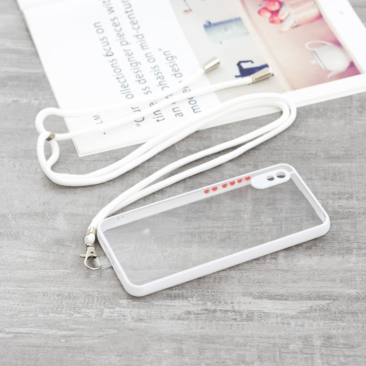 For Xiaomi Redmi 9A/9i Transparent PC+TPU Phone Case with Contrast Color Button & Neck Lanyard