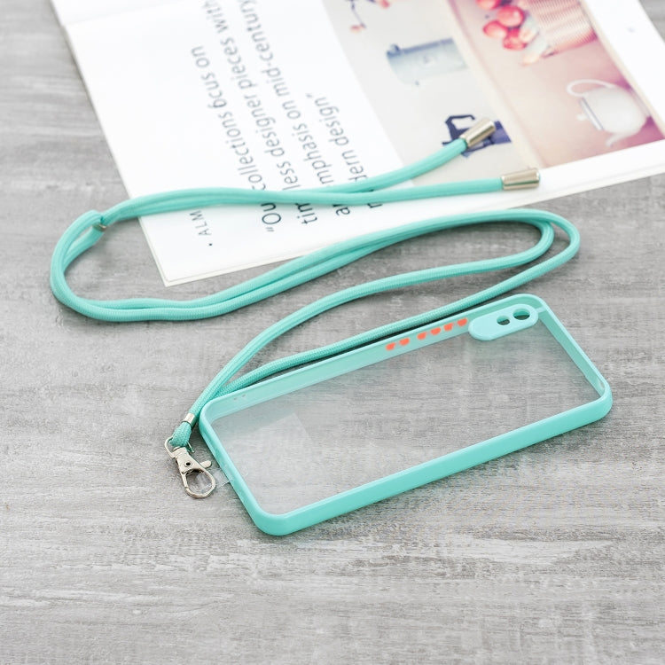 For Xiaomi Redmi 9A/9i Transparent PC+TPU Phone Case with Contrast Color Button & Neck Lanyard