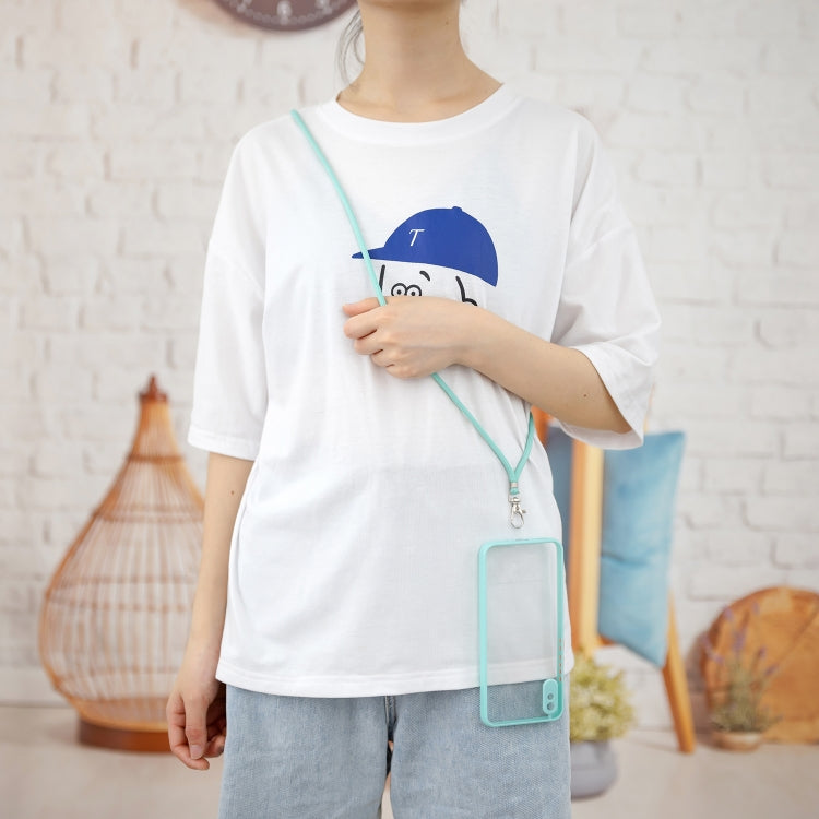 For Xiaomi Redmi 9A/9i Transparent PC+TPU Phone Case with Contrast Color Button & Neck Lanyard