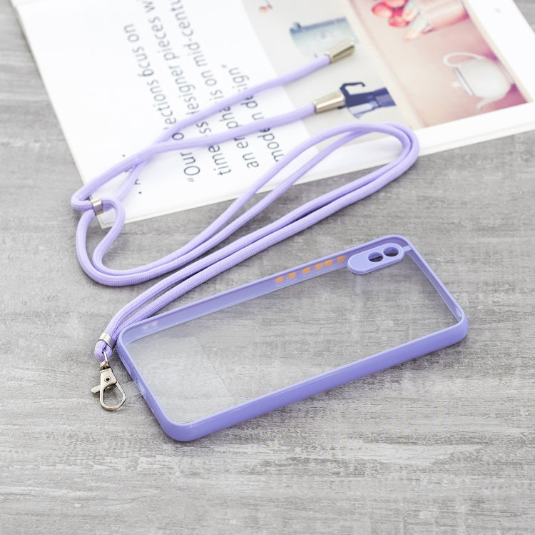 For Xiaomi Redmi 9A/9i Transparent PC+TPU Phone Case with Contrast Color Button & Neck Lanyard