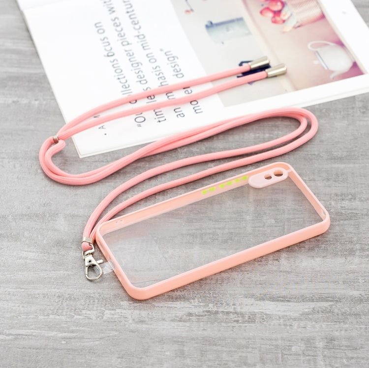 For Xiaomi Redmi 9A/9i Transparent PC+TPU Phone Case with Contrast Color Button & Neck Lanyard