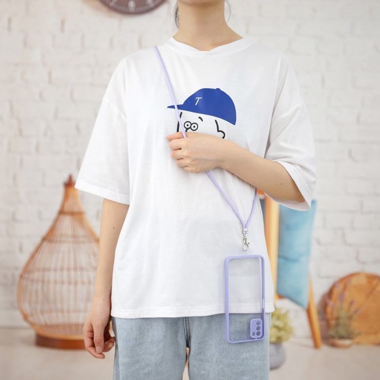 For Xiaomi Redmi 9 Power / Poco M3 Transparent PC+TPU Phone Case with Contrast Color Button & Neck Lanyard