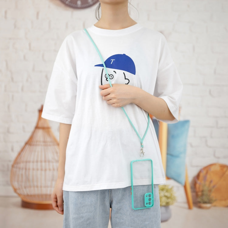 For OPPO Reno5 5G/4G / Find X3 Lite Transparent PC+TPU Phone Case with Contrast Color Button & Neck Lanyard