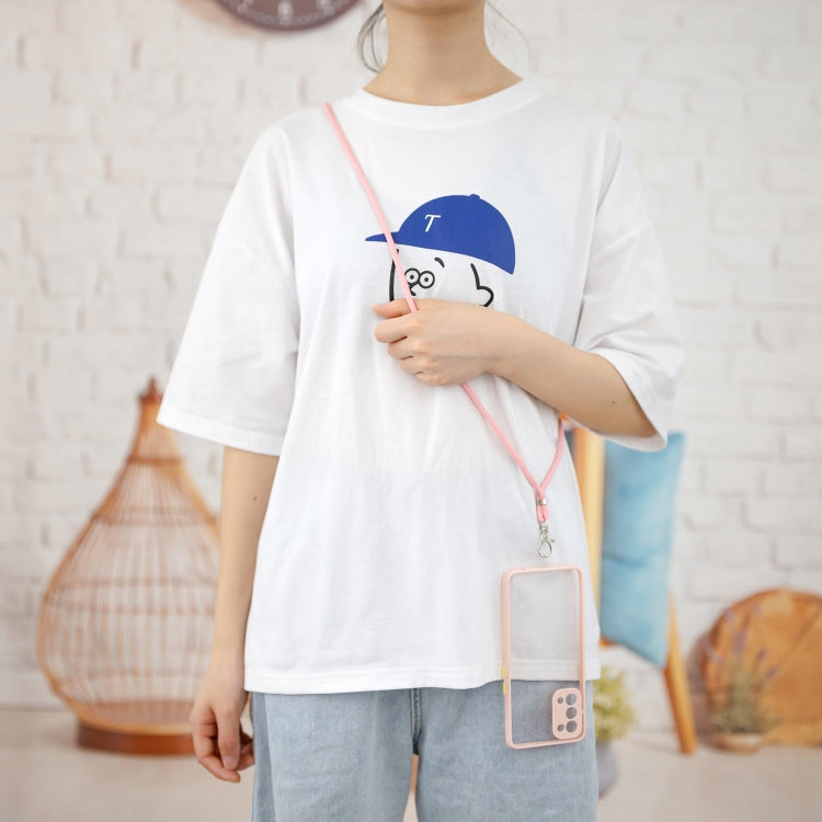 For OPPO Reno5 5G/4G / Find X3 Lite Transparent PC+TPU Phone Case with Contrast Color Button & Neck Lanyard