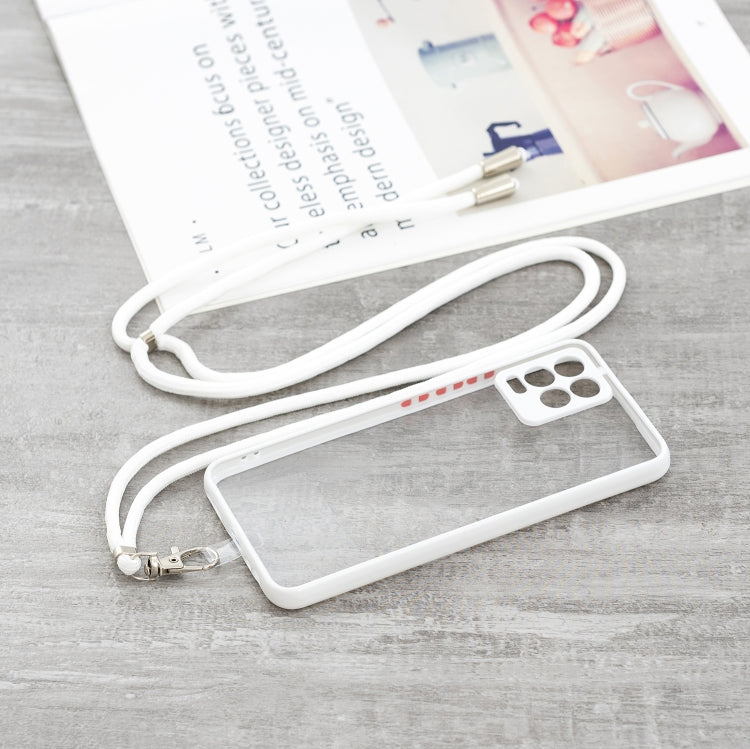 For OPPO Realme 8 / 8 Pro Transparent PC+TPU Phone Case with Contrast Color Button & Neck Lanyard