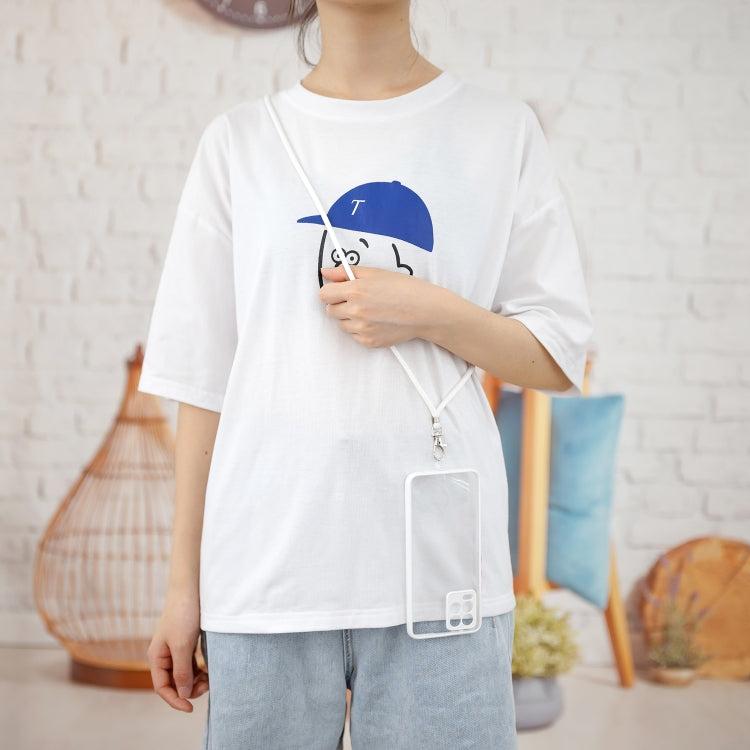 For OPPO Realme 8 / 8 Pro Transparent PC+TPU Phone Case with Contrast Color Button & Neck Lanyard