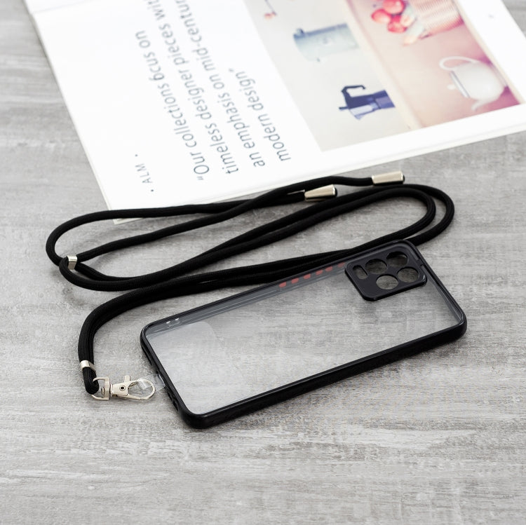 For OPPO Realme 8 / 8 Pro Transparent PC+TPU Phone Case with Contrast Color Button & Neck Lanyard