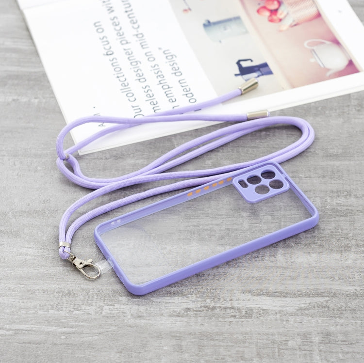 For OPPO Realme 8 / 8 Pro Transparent PC+TPU Phone Case with Contrast Color Button & Neck Lanyard