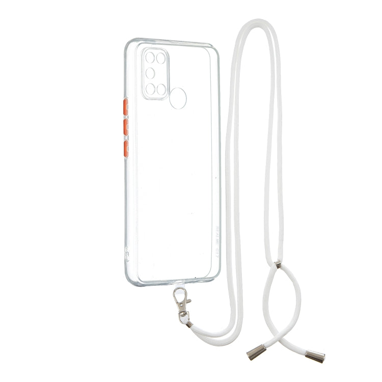 For OPPO Realme C17 / 7i Transparent PC+TPU Phone Case with Contrast Color Button & Neck Lanyard