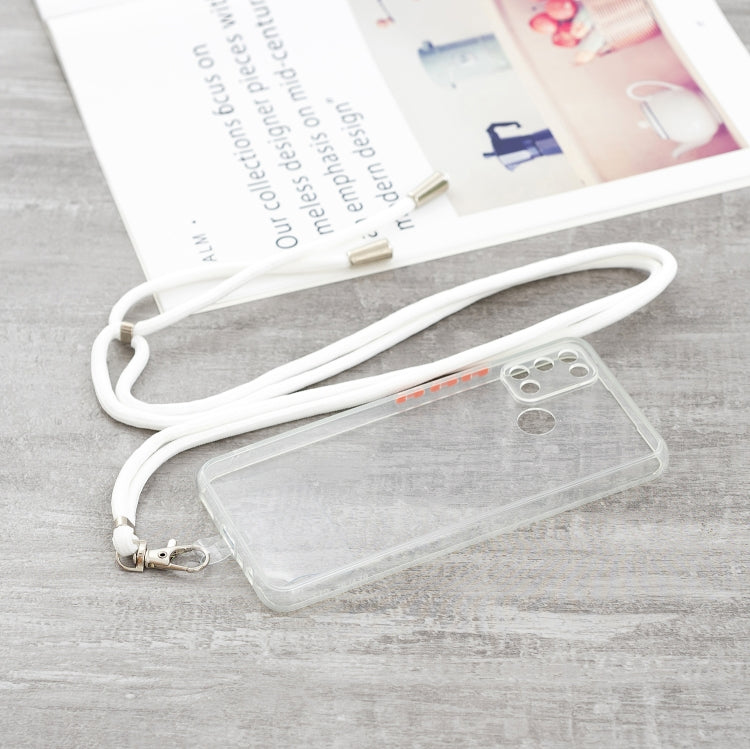 For OPPO Realme C17 / 7i Transparent PC+TPU Phone Case with Contrast Color Button & Neck Lanyard