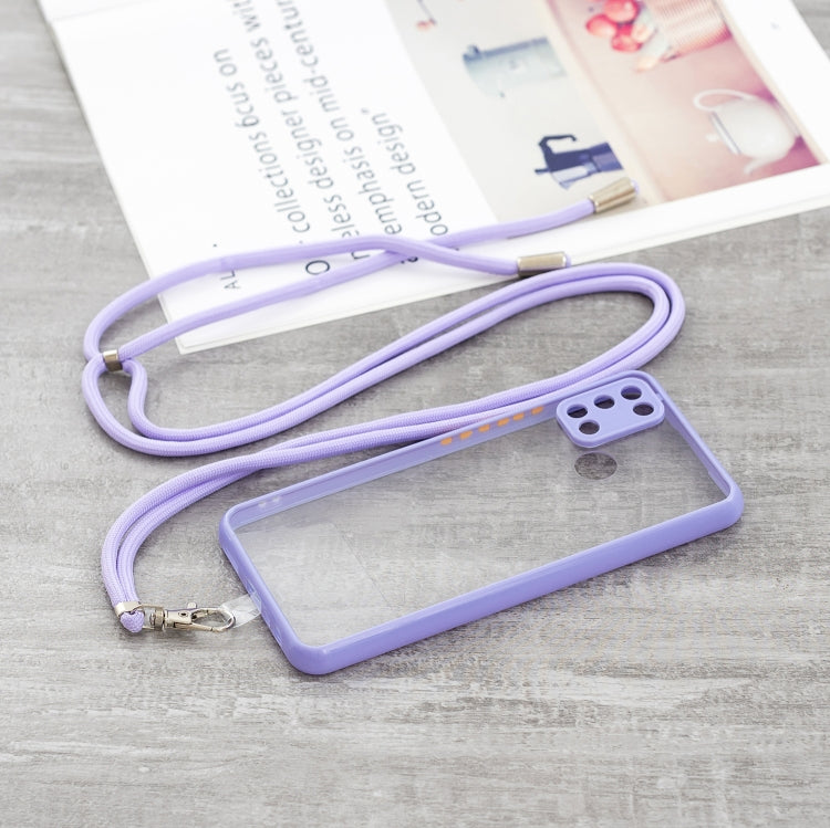 For OPPO Realme C17 / 7i Transparent PC+TPU Phone Case with Contrast Color Button & Neck Lanyard