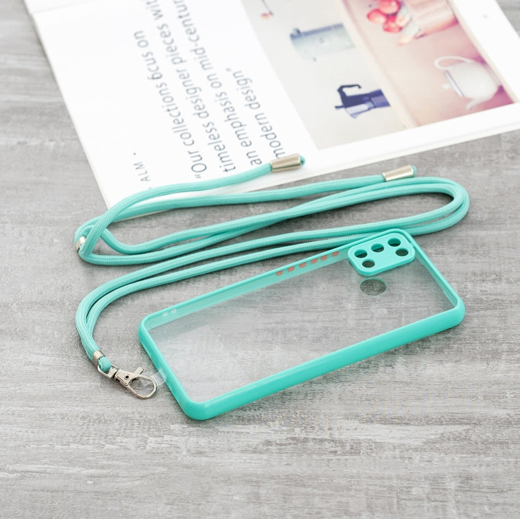 For OPPO Realme C17 / 7i Transparent PC+TPU Phone Case with Contrast Color Button & Neck Lanyard