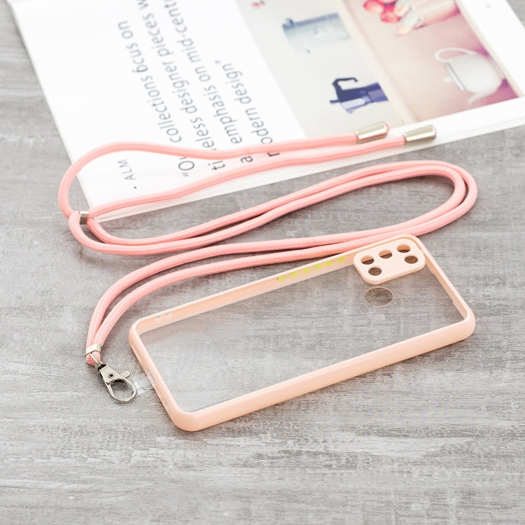 For OPPO Realme C17 / 7i Transparent PC+TPU Phone Case with Contrast Color Button & Neck Lanyard