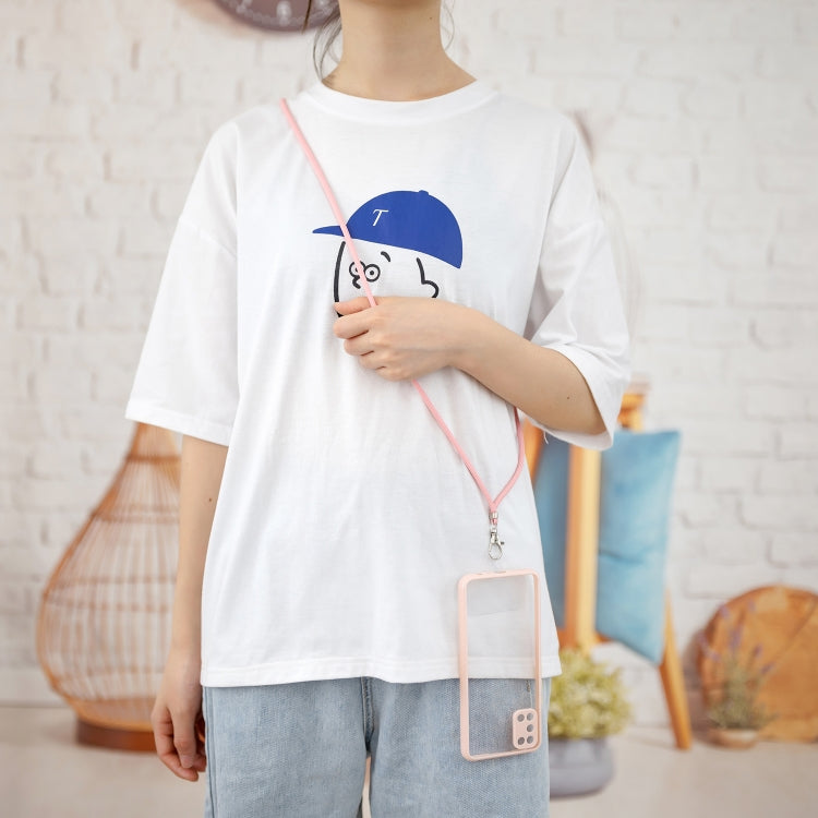 For OPPO Realme C17 / 7i Transparent PC+TPU Phone Case with Contrast Color Button & Neck Lanyard